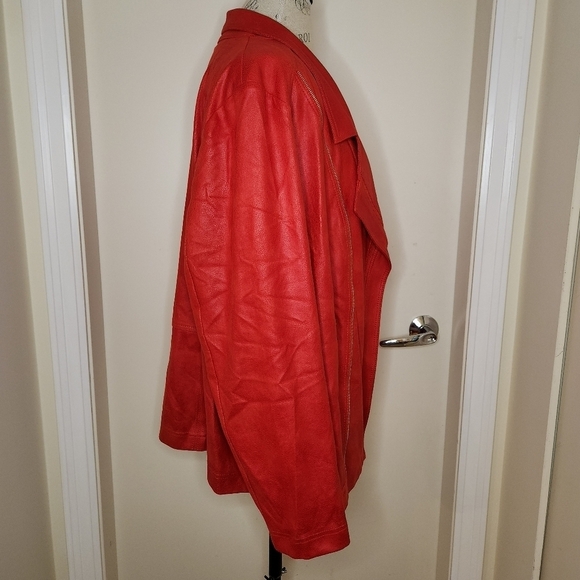 Red faux Suede Plus Size Jacket - Picture 3 of 14